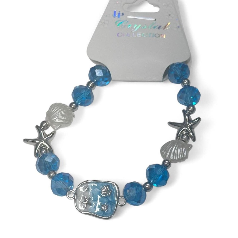 NWT Beach Vibe Bracelet Silver Starfish & Pearled Shells Pearled Beads